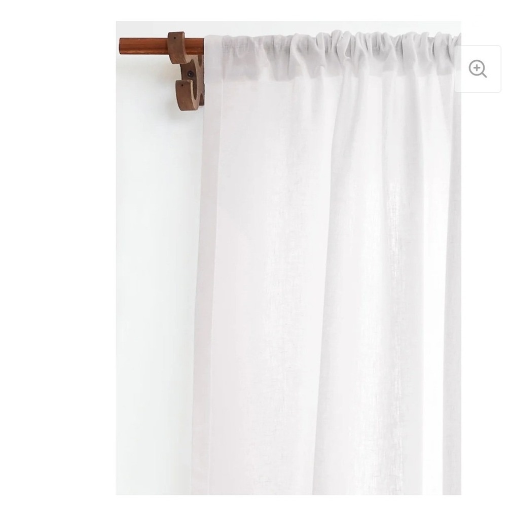 Solino Home White 100% Linen Curtain one Panel 52x84 Rod Pocket Semi Sheer India
